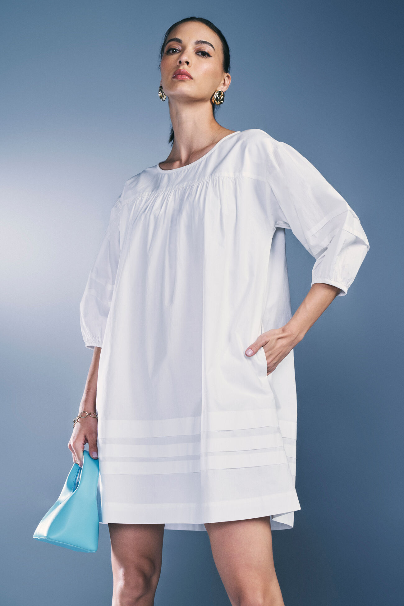 Lily Cotton Dress, White, image 1